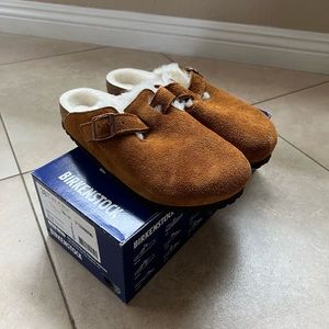NWT Birkenstock Boston Clog with Shearling in Mink Size 38